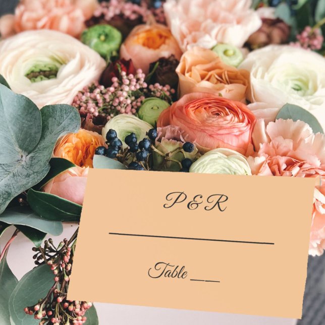  Peach Simple Stylised Script Wedding Place Card (In Situ Wedding)
