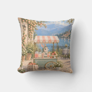 Peach Soda Rabbit Cart Lakeside Flower Terrace Cushion
