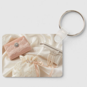 Peach Soft Satin Coquette Keychain For Her