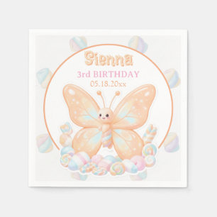 Peach Sorbet Butterfly Birthday Napkin
