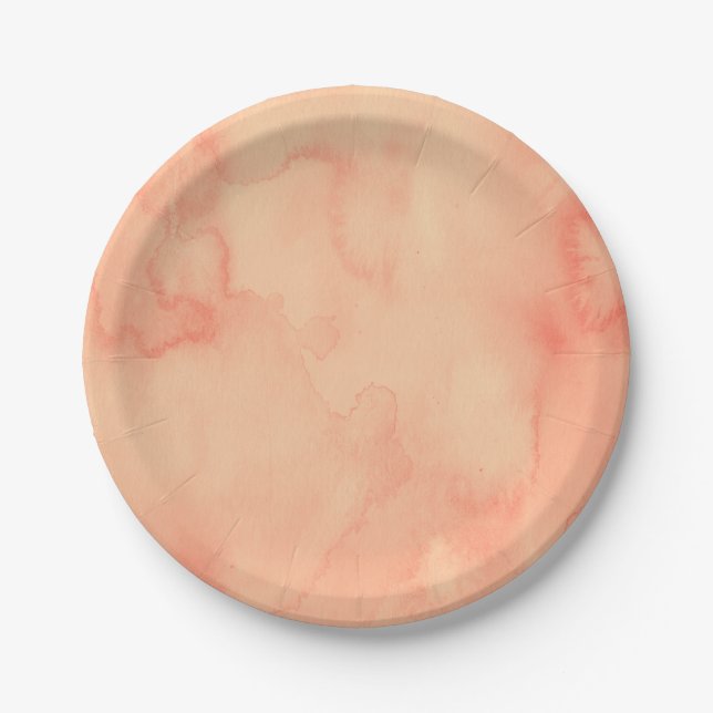 Peach Sorbet Watercolor Paper Plate (Front)