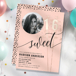 Peach Sparkler Sweet 16 Birthday Photo