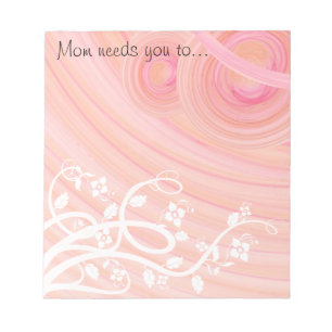 Peach Spirals, Filigree and Flowers Art Custom  Notepad