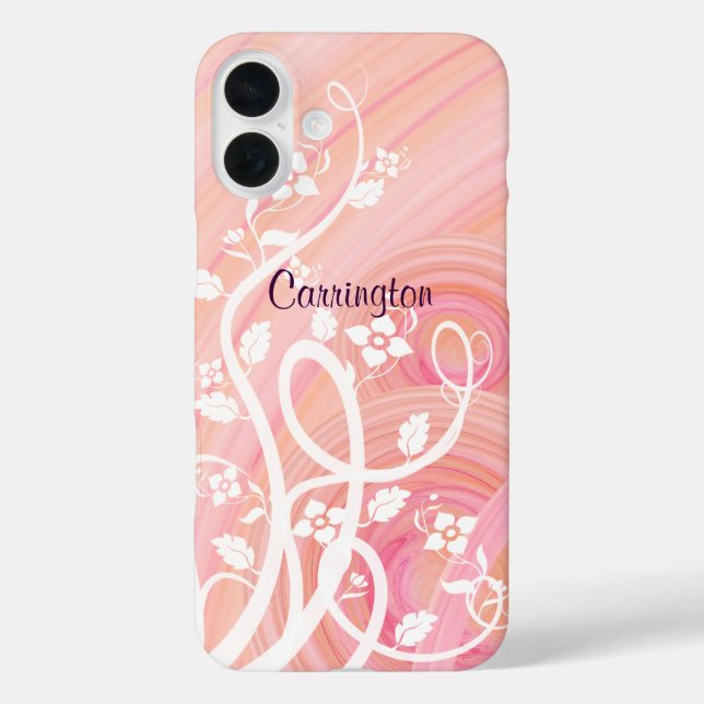 Peach Spirals, Filigree and Flowers Case-Mate iPhone Case (Back)