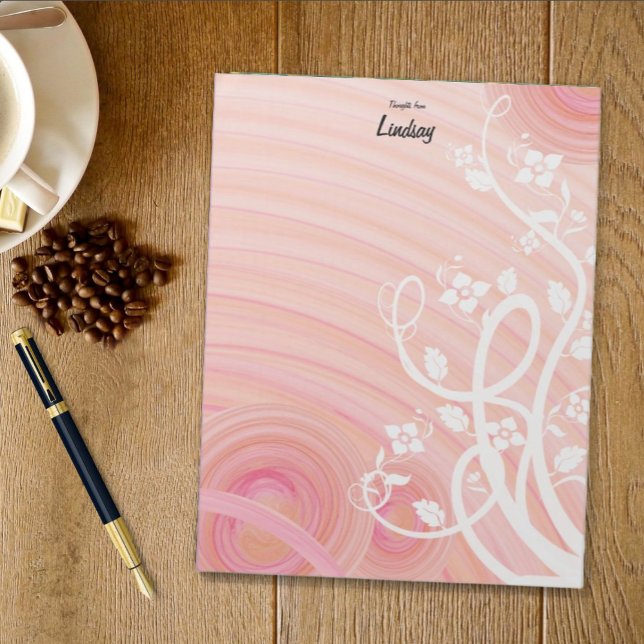 Peach Spirals, Filigree Floral Art Custom Notepad (Creator Uploaded)