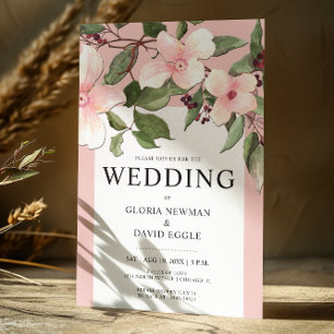 Peach Spring Floral Drop Wedding Invitation