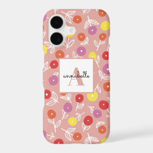 Peach Spring Floral Monogram First name