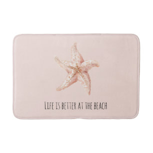 Peach Starfish Better at Beach Bath Mat