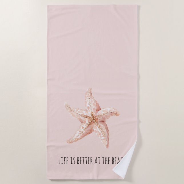 Peach Starfish Better at Beach Towel (Front)