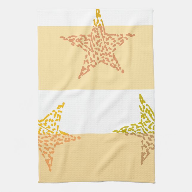 Peach Stars and Stripes Tea Towel (Vertical)