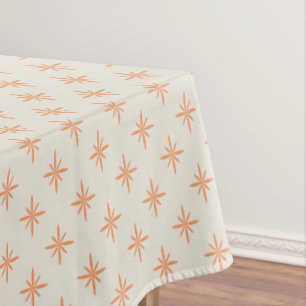 Peach Stars on Cream Atomic Mid Century Pattern Tablecloth