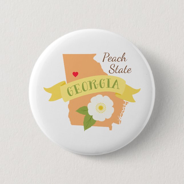 Peach State 6 Cm Round Badge (Front)