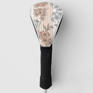 Peach Stripe Floral Bird Elegant (1) Golf Head Cover