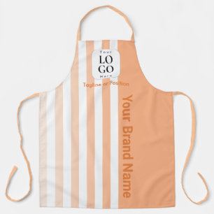 Peach Stripe Personalised Bakery Uniform Apron