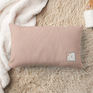 Peach Stripe Terracotta Butterfly Script Monogram Lumbar Cushion