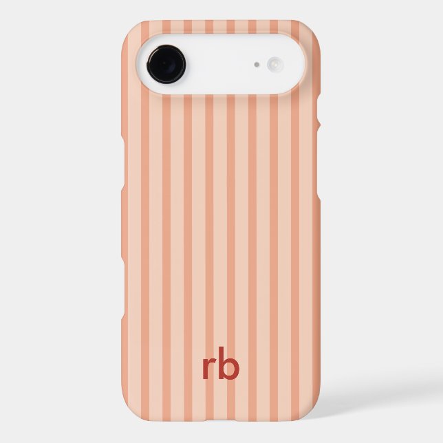 Peach Stripe Vintage Design Name Initials Stylish (Back)