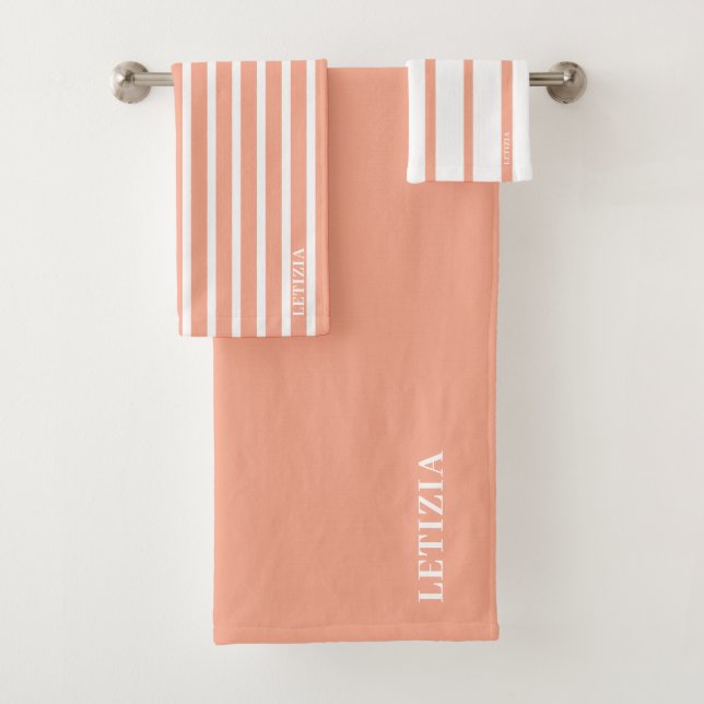 Peach Striped  Bath Towel Set (Insitu)