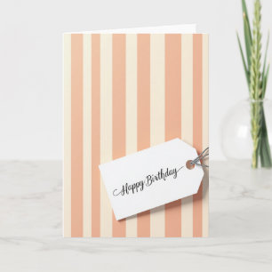 Peach Striped Birthday Card