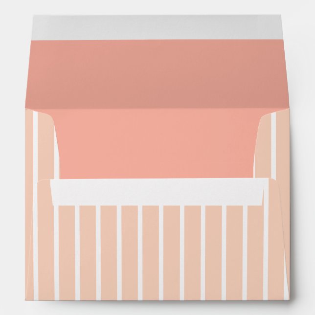 PEACH STRIPES STYLISH PERSONALIZED NAME & TEXT  ENVELOPE (Back (Bottom))