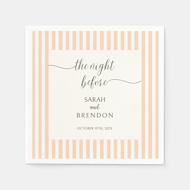 Peach Stripes The Night Before Wedding Napkin (Front)