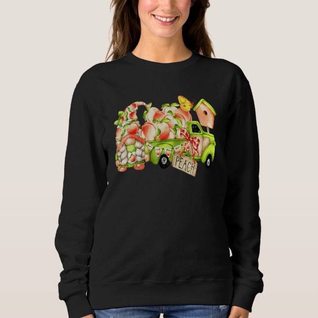 Peach Summer Fruit Gnome Truck Peachy Georgia Retr Sweatshirt (Front)