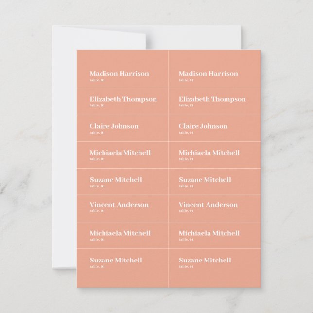Peach Summer Wedding Place Card DIY (Front)