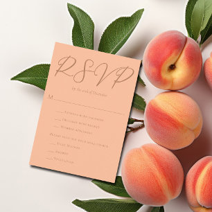 Peach Summer Wedding w Meal Choice Trendy RSVP Card