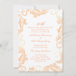 Peach Swirl 60th Wedding Anniversary Invitation