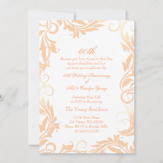 Peach Swirl 60th Wedding Anniversary Invitation