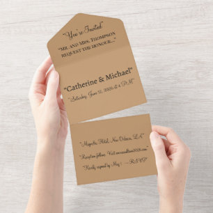 Peach Tan Colour Block   Soft Wedding Design All In One Invitation