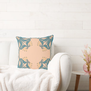 Peach Teal Art Nouveau Cushion