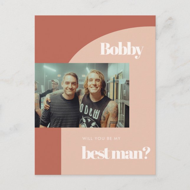 Peach terracotta arch Will you be my best man Postcard (Front)