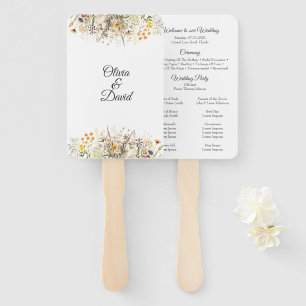 Peach Terracotta Wildflower Meadow Wedding Program Hand Fan