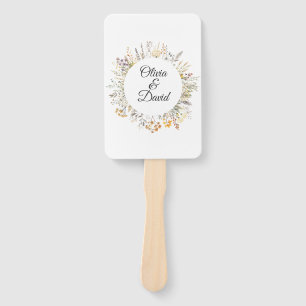 Peach Terracotta Wildflower Meadow Wedding Program Hand Fan