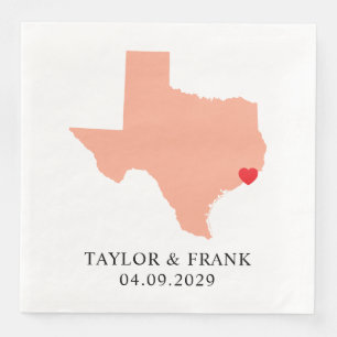 Peach Texas Wedding Napkin