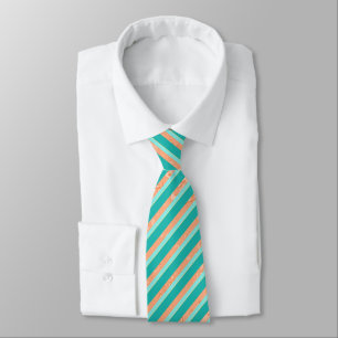 Peach Texture with Aqua and Turquoise Stripes Tie