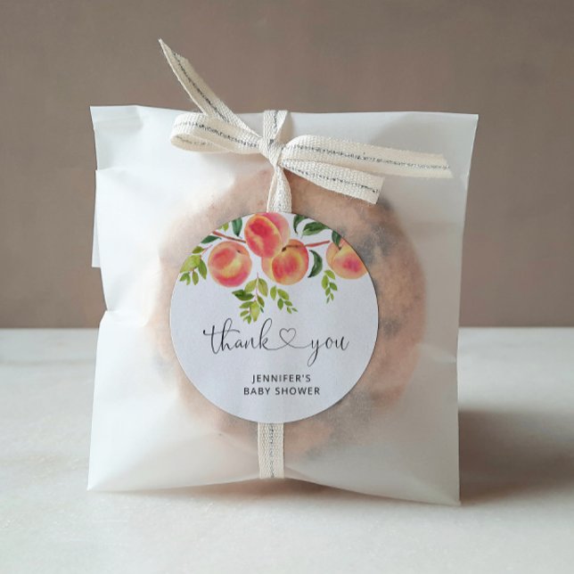 Peach Thank You Classic Round Sticker (Creator Uploaded)