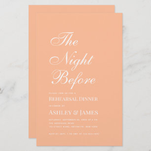 Peach The Night Before Rehearsal Dinner Invitation