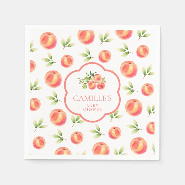 Peach Theme Baby Shower Personalised  Napkin (Front)