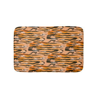 Peach Tiger Stripe Pattern Bath Mat