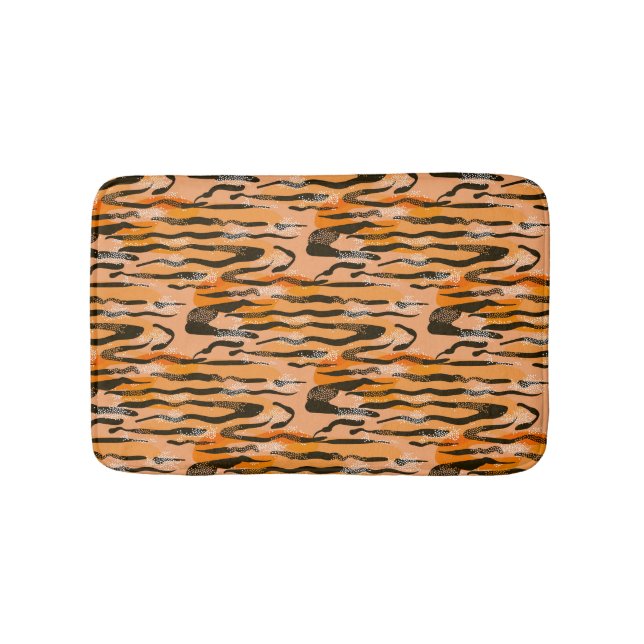 Peach Tiger Stripe Pattern Bath Mat (Front)