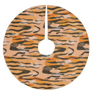 Peach Tiger Stripe Pattern Brushed Polyester Tree Skirt