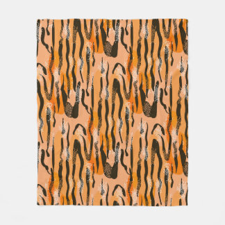 Peach Tiger Stripe Pattern Fleece Blanket
