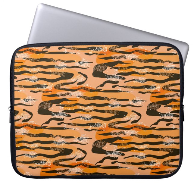 Peach Tiger Stripe Pattern Laptop Sleeve (Front)