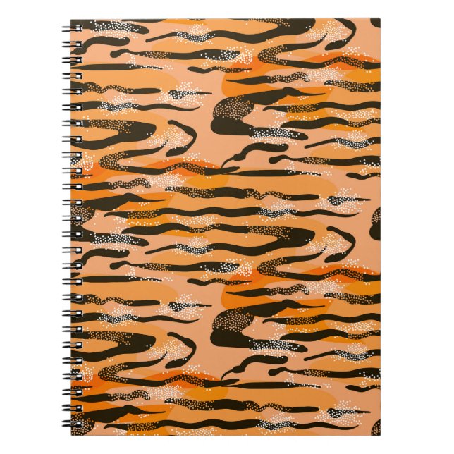 Peach Tiger Stripe Pattern Notebook (Front)
