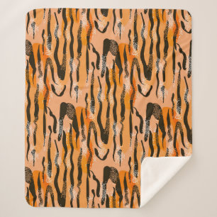 Peach Tiger Stripe Pattern Sherpa Blanket