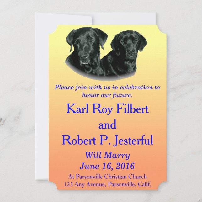 Peach to Light Yellow Labrador Invitation (Front)