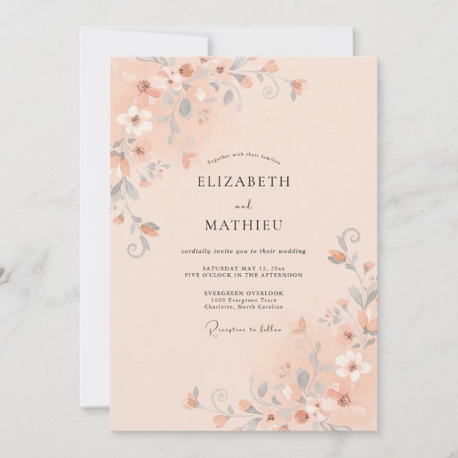 Peach Tranquil Nature Wedding Invitation (Front)