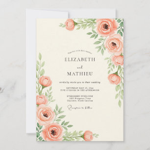 Peach Tranquil Spring Wedding Invitation