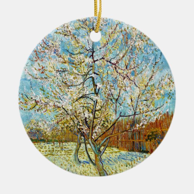 Peach Trees in Blossom Vincent Van Gogh Ceramic Tree Decoration (Front)